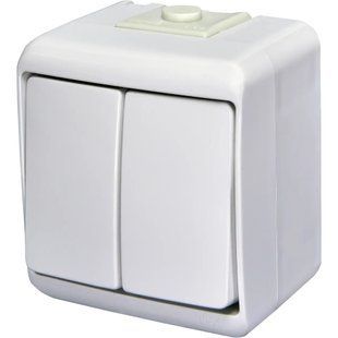 ETI Hermetics 4668001 Вимикач 2-клавішний накладний, білий, IP 54 FRT-94419 фото