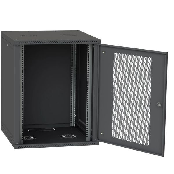 IPCOM 15U 600x600 Шафа телекомунікаційна двері перф(чорна) FRT-62952 фото