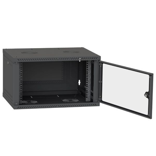 IPCOM 6U 600x450 Шафа телекомунікаційна двері скло (чорна) FRT-33524 фото