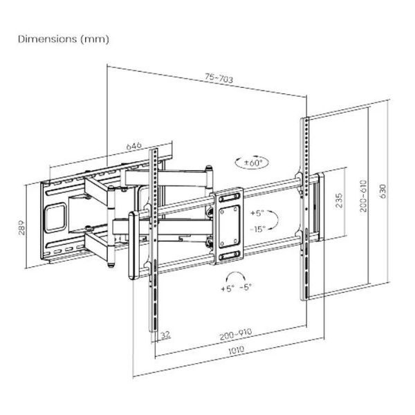 Gembird WM-120ST-01 60-120" 120 кг Кронштейн для телевізора FRT-69644 фото