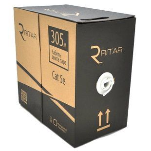 Ritar зовнішній з дротом КНПП UTP (4*2*0.51) 4p 24 AWG ПЕ (305м) чорний Кабель FRT-90081 фото