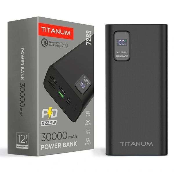 TITANUM 728S 30000mAh 22.5W Black Повербанк FRT-73227 фото