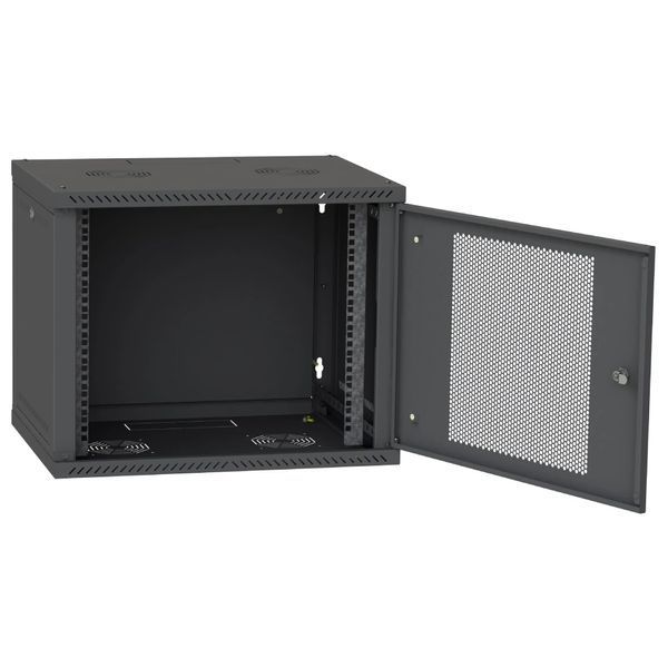 IPCOM 12U 600x450 Шафа телекомунікаційна двері перф(чорна) FRT-45527 фото