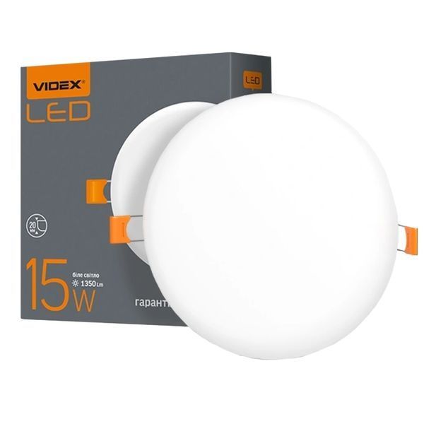 VIDEX 15W 4100K 220V LED світильник безрамний круглий FRT-73579 фото