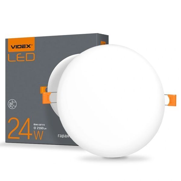 VIDEX 24W 4100K 220V LED світильник безрамний круглий FRT-70722 фото