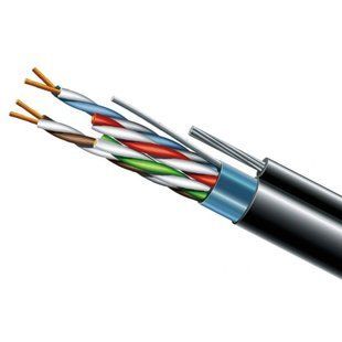 Cat. 5e F/UTP PE 4х2х24 AWG + S. M. трос (к)(72113) бухта 500м. Кабель вита пара ЗЗКМ (FTP мідь вуличний із тросом) FRT-89392 фото