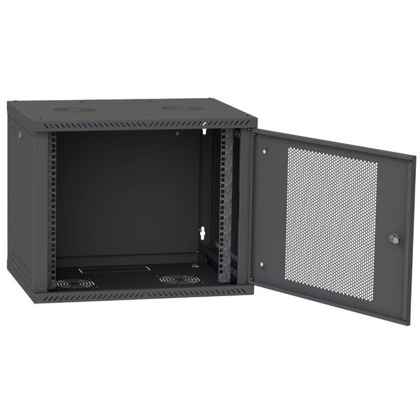 IPCOM 9U 600x600 Шафа телекомунікаційна двері перф (чорна) FRT-82217 фото