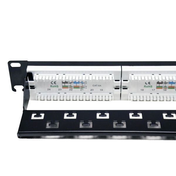 L&W ELECTRONICAL LW-PP74 Патч-панель 19" 24xRJ-45 UTP, кат. 6a, із заднім організатором з пластиковими шторками, LW FRT-23400 фото