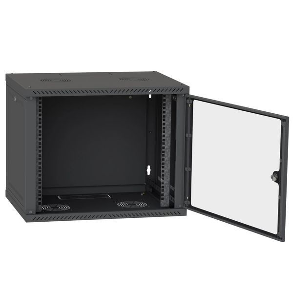 IPCOM 12U 600x450 Шафа телекомунікаційна двері скло (чорна) FRT-14466 фото