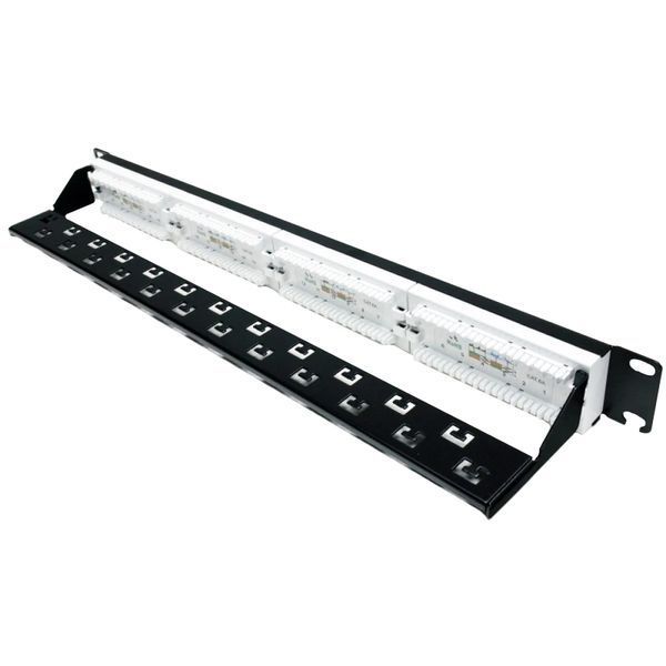 L&W ELECTRONICAL LW-PP74 Патч-панель 19" 24xRJ-45 UTP, кат. 6a, із заднім організатором з пластиковими шторками, LW FRT-23400 фото
