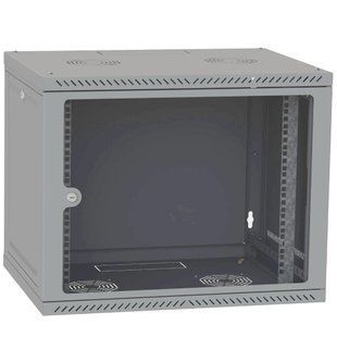 IPCOM 9U 600x600 Шафа телекомунікаційна двері скло (сіра) FRT-84670 фото