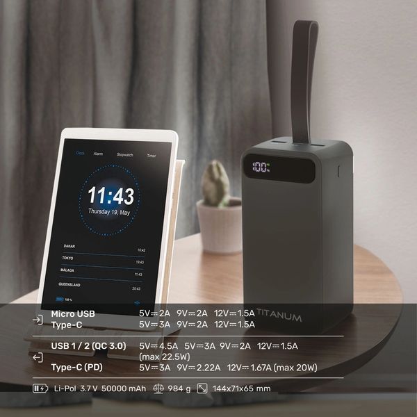 TITANUM 741S 22.5W Black 50000mAh Повербанк FRT-50555 фото