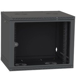 IPCOM 12U 600x600 Шафа телекомунікаційна двері скло (чорна) FRT-83219 фото