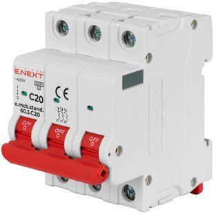 Enext e.mcb.stand.60.3.C20, 3р, 20А, C, 6кА Модульний автоматичний вимикач FRT-73809 фото