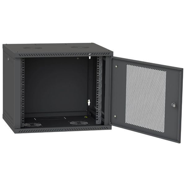IPCOM 12U 600x600 Шафа телекомунікаційна двері перфорація (чорна) FRT-19601 фото